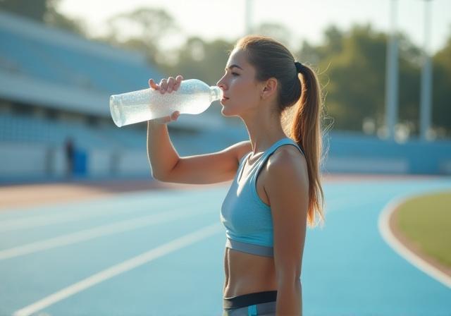Atleta hidratándose durante un entrenamiento